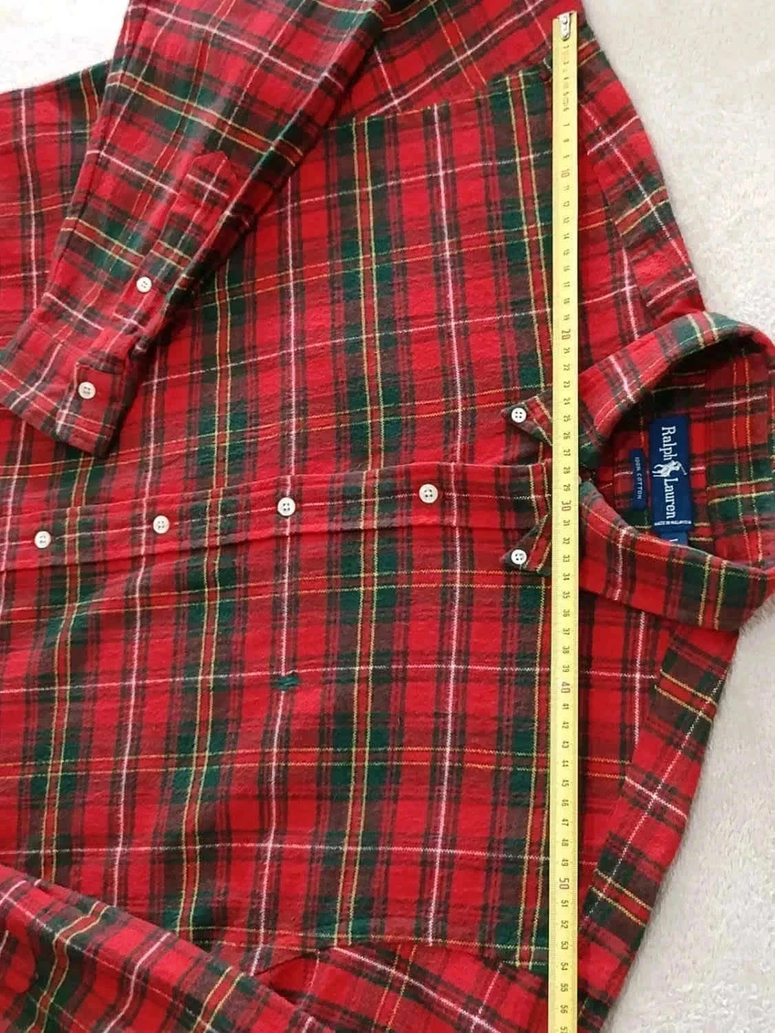 Camisa Ralph Lauren de cuadros de franela roja y verde Vintage talla L – photo 11